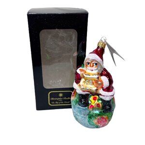 Radko ON TOP OF THE WORLD Santa Claus w/ Boys GIrls Scroll Christmas Ornament 95